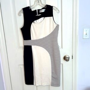 Navy and white lined sleeveless Patrizia Luca dress